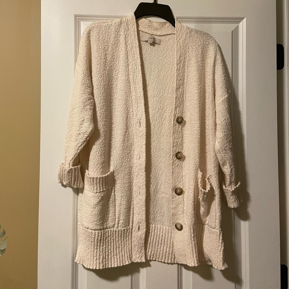LOFT sweater cardigan. Size large. Cream color.